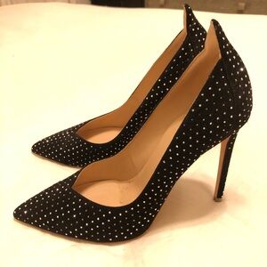 Oscar Tiye Elegant Black suede Studded Women's Heels pumps size 39